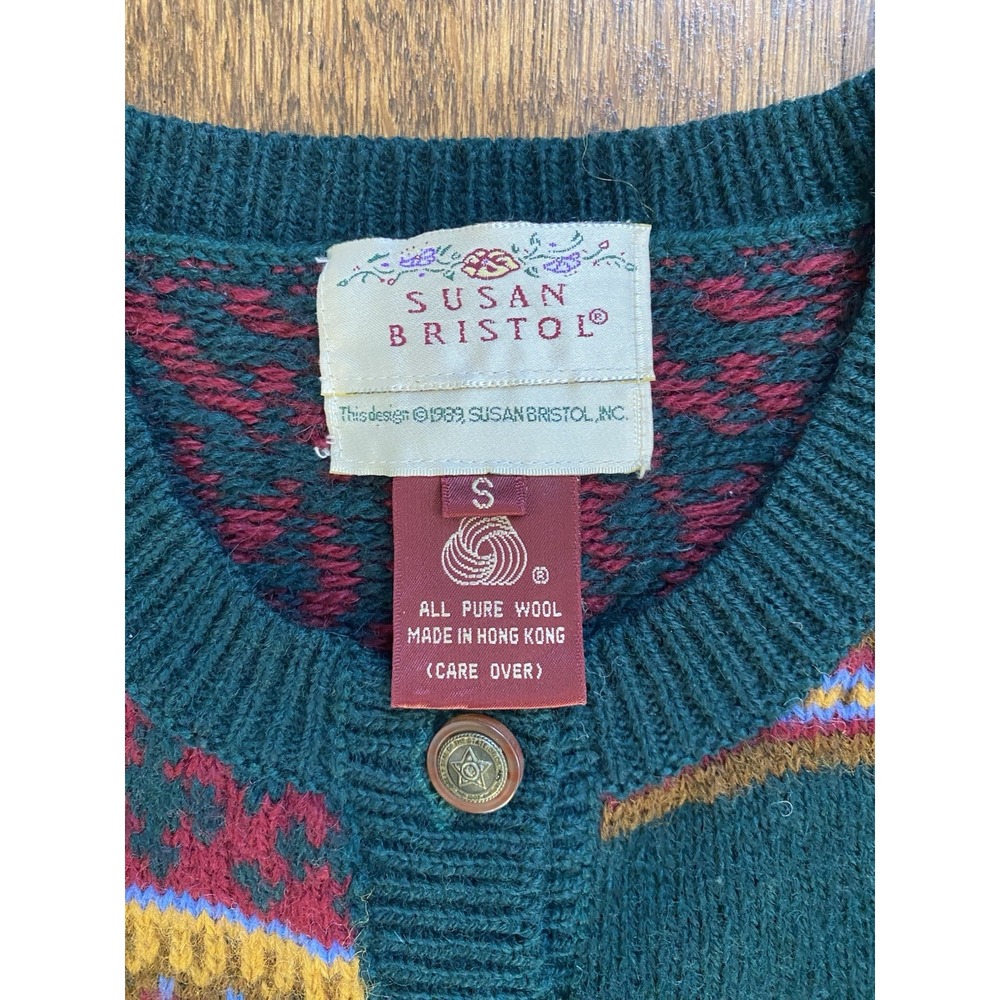 Vtg Susan Bristol Patchwork Wool Knit Sweater Vest Small Preppy Dark Academia - Picture 2 of 7